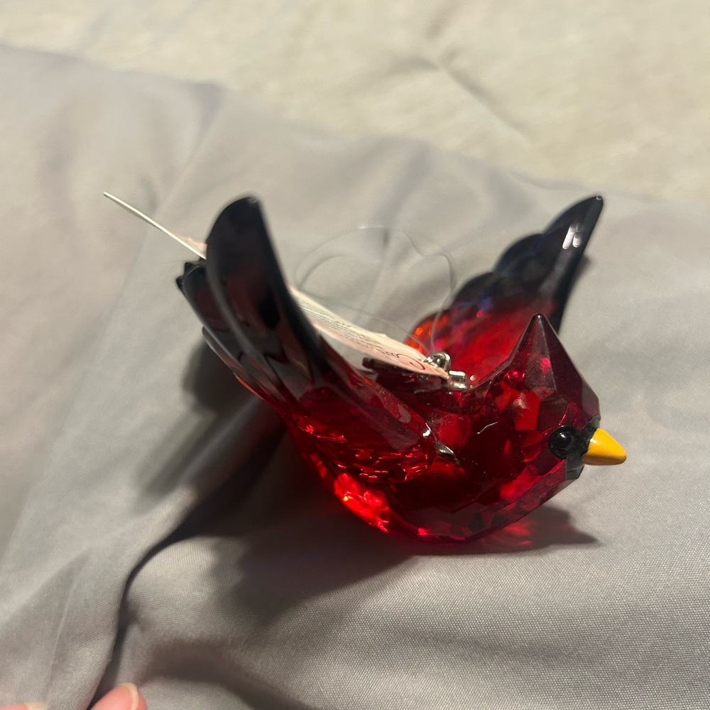 GANZ Red and Black Crystal Bird Ornament